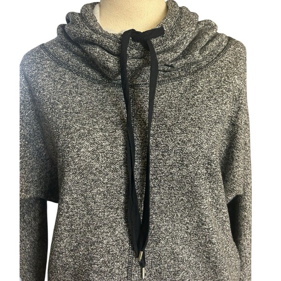 BCBG MaxAzria Womens L Gray  Hooded Sweatshirt Funnel Neck Sweater Rhinestone - Picture 3 of 9
